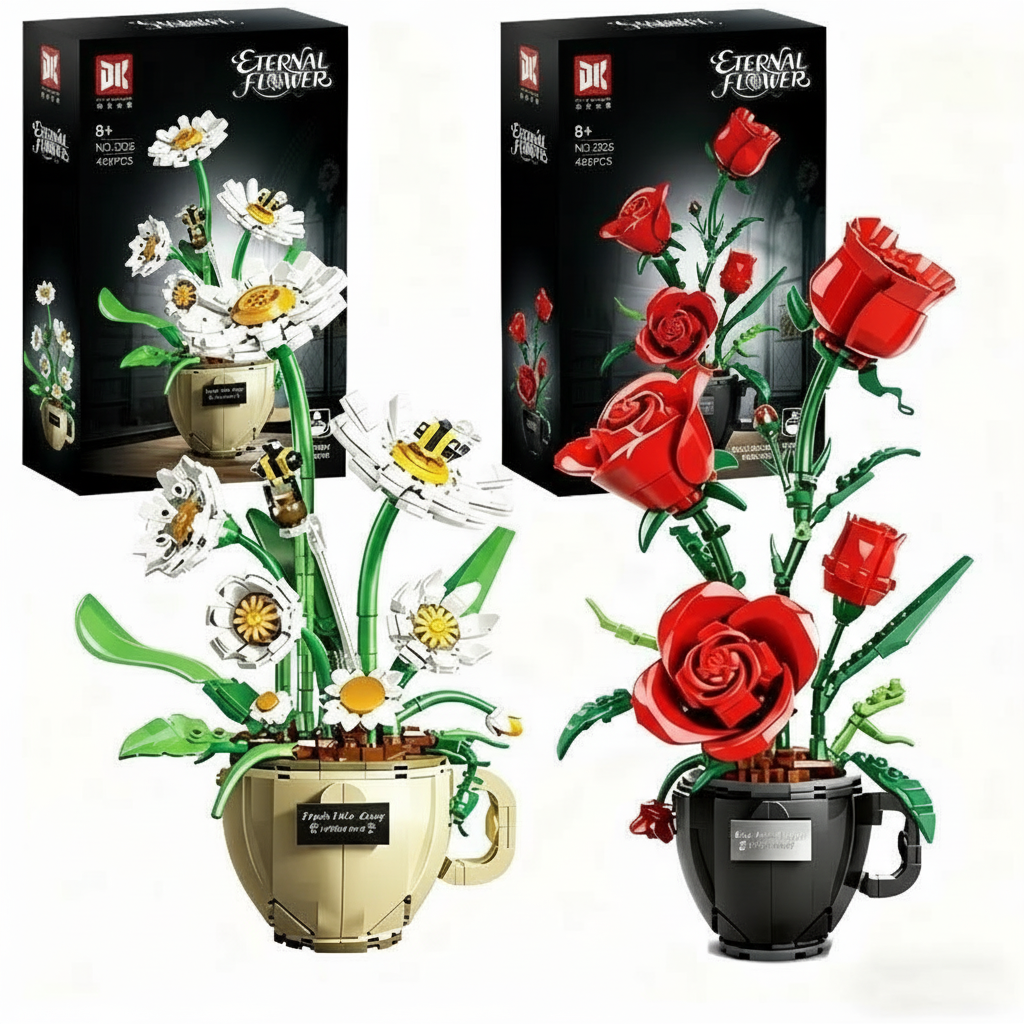 Buildable Rose Pot Plant Model (450 pcs)