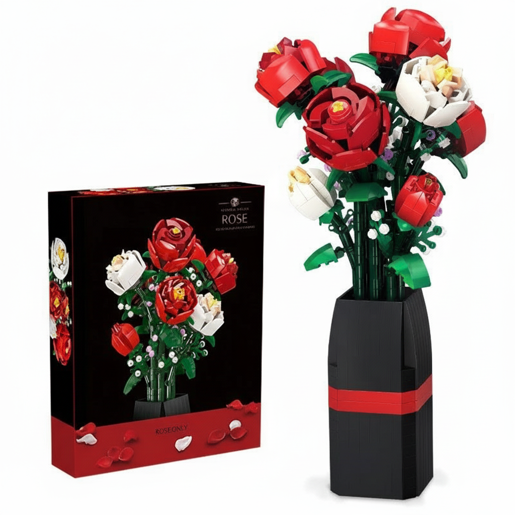 Buildable Red Rose Bouquet Model Kit (818 pcs)