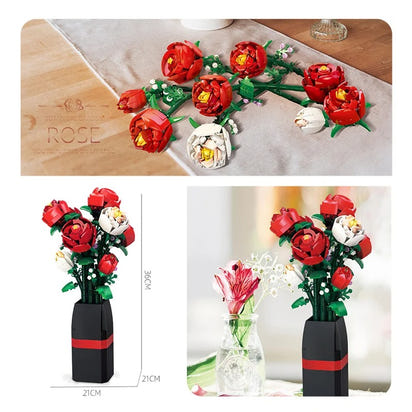 Buildable Red Rose Bouquet Model Kit (818 pcs)
