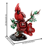 Buildable Northern Cardinal Bird Model Kit (529 pcs)