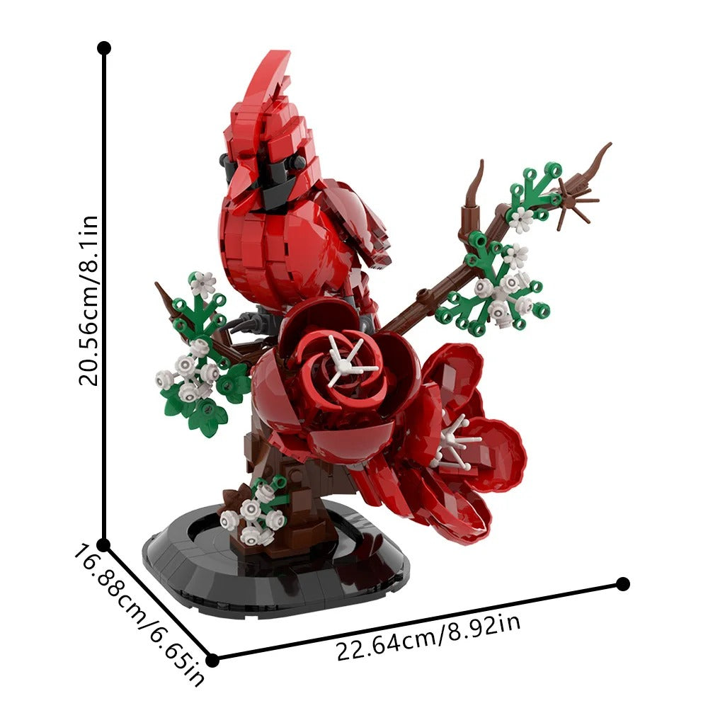 Buildable Northern Cardinal Bird Model Kit (529 pcs)